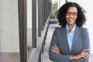 businesswoman smiling